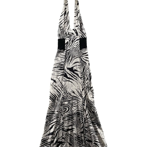 Marciano Maxi Silk Dress Women S/P‎ Black White Striped Animal Print Glamourous - Picture 1 of 13